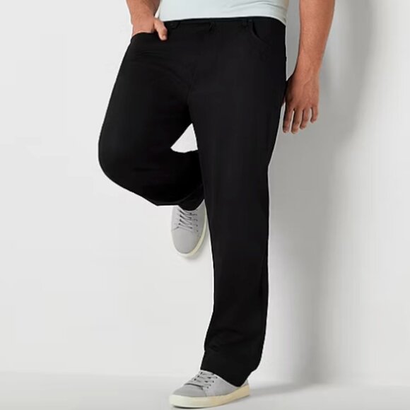 Stylus Mens Big and Tall Athletic Fit Flat Front Pants, Black Sz 46x32 925432 - Picture 1 of 3